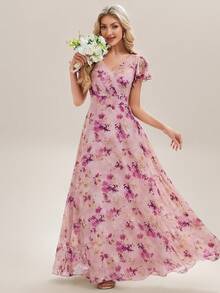 EVERPRETTY Elegant Floral Summer Formal Dresses For Bridesmaid Dresses