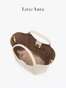 新款休闲日常女士手提包，带缝线装饰，时尚单肩手提包，适合日常、旅行、搭配 - 白色 - 查看 4