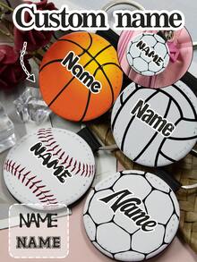 Personalisierter Schlüsselanhänger mit Namen, personalisierter Schlüsselanhänger für Ballsportarten, personalisierte Taschenanhänger für Handtaschen, Schlüsselanhänger mit Heißtransfer, Leder-Schlüsselanhänger, Schlüsselanhänger für Mädchen/Männer, Kinder-Schlüsselanhänger, individualisierbare Geburtstagsgeschenke, Valentinstag, College-Essentials, Wohnzimmer, rund, Dekorationen, Mädchen, Vater, Kinder, Paar, Familie, Freund