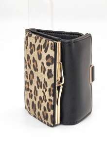 Leopard Print Snap Closure Short Women Wallet Tri-Fold Multi-Function Purse For Women Wallet Mini Wallet Purse Wallet Cheetah Print Small Wallet Cute Wallet Fall Wallet Autumn - Coffee - View 3
