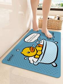 1pc Authorized B.DUCK Shower Mat, Thick & Cute Cartoon Duck Design, Surfing Duck, HELLO Duck, Raincoat Duck, Anti-Bacterial, Non-Slip Strong Suction Cup Bath Mat, Easy To Clean, Bathroom Accessory, Bathroom Decor - Multicolor - View 5