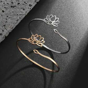 Bracelet en acier inoxydable à sept pétales de lotus creux avec un style ancien et une ouverture de niche. Convient pour le port quotidien des femmes et les cadeaux.
