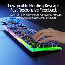 AOC KM100 Mechanical Keyboard, Professional-Grade Gaming Design, Anti-Ghosting, Full-Key Anti-Ghosting, Mixed Light Dynamic Lighting Effect, Plug-And-Play, Driver-Free - White - View 5