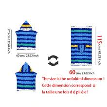 1 件多色条纹连帽斗篷,海洋元素,二合一超柔软超细纤维沙滩毯和带纽扣的连帽沙滩巾,可拆卸用作沙滩毯,超强吸水毛巾,适合旅行、泳池、潜水、冲浪、瑜伽、露营 - 彩色 - 查看 19