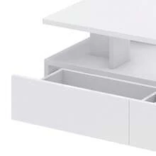 BALCONERA White UV High-Gloss Coffee Table With 4 Drawers – 7-Color RGB LED Strip , 90*55*41CM E1 MDF Coffee Table For Living Room, Home Office & Lounge, Knock-Down Design - White - View 9