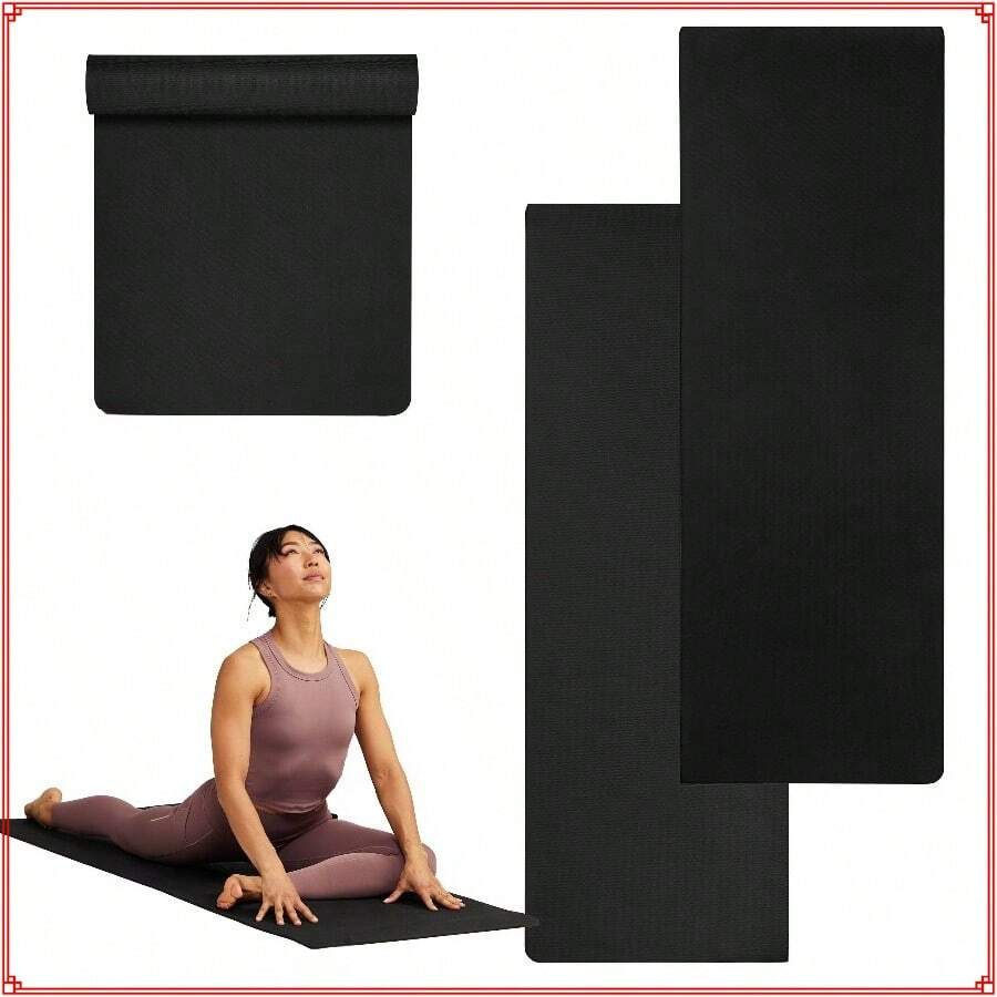 Performance Yoga Mat, Made Of TPE, 23.5"X 68"X 6MM Thick, Black - 黑色 - 查看 1