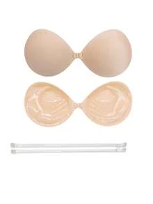 1pc 3CM Thick Adhesive Bra, Backless Strapless Invisible Bra For Small Bust, Reusable Padded Bra - Black - View 8