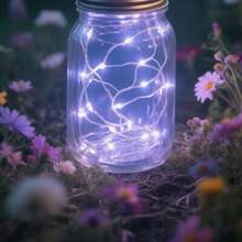 Solar Mason Jar Lid String Lights, 3/6/9/12/30Pack 20 Led 6.6FT String Fairy Star Firefly Jar Lids Lights With Hangers Included (Jars Not Included), For Mason Jar Patio Garden Wedding Lantern - ánh sáng trắng - Xem 8