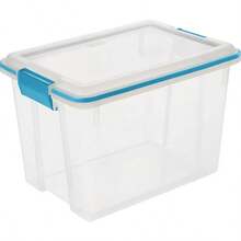 NEW   Small Storage Bin, 20 Quart Clear Plastic Storage Container With Gasket Lid, Blue - 20誇脫 - 查看 2