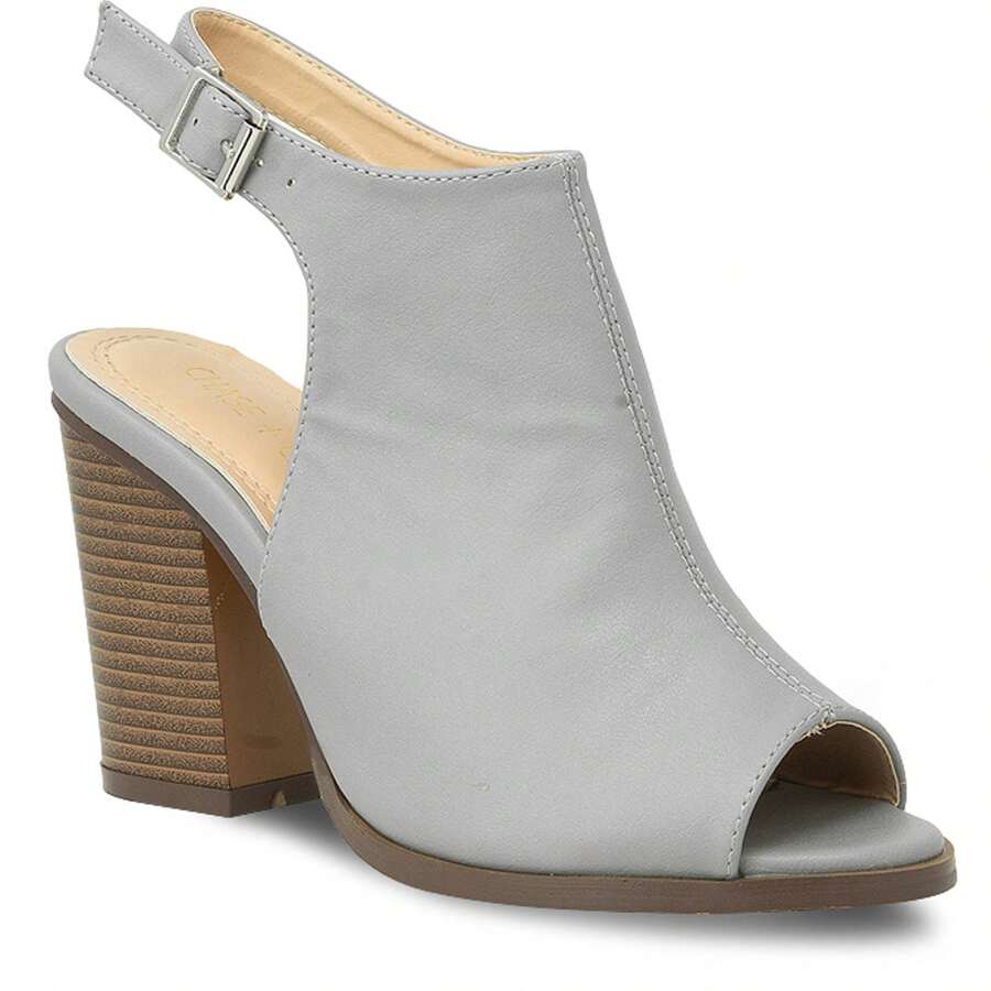 Women's Open Toe Slingback Sandals With Buckled Strap And Chunky Heel – Perfect For Work Or Weekend Outfits - 灰色 - 查看 1