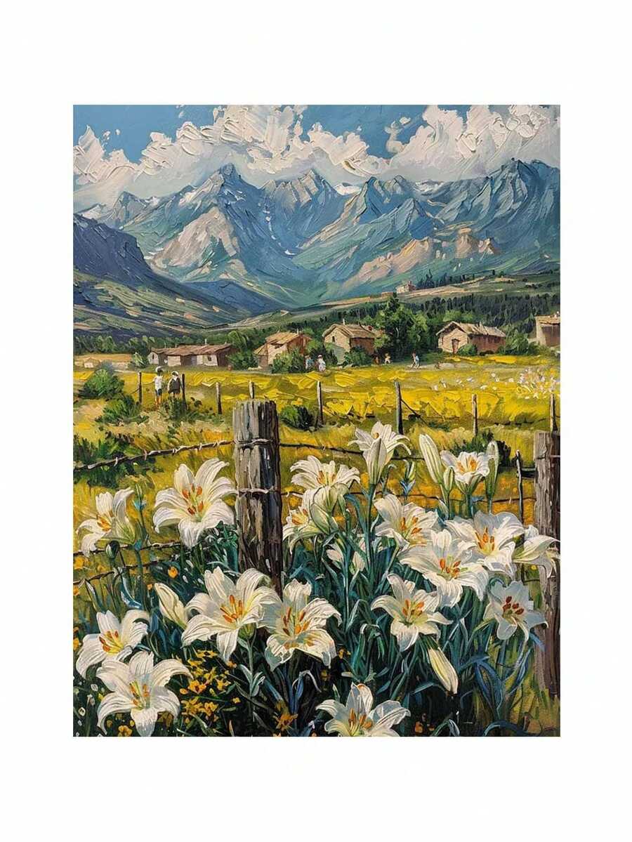 Paint By Number For Adults Beginner, DIY Gift Canvas Painting Kits, Beautiful Countryside Oil Painting Kit, DIY Paint Adult Crafts For Gift Home Wall 16x20inch