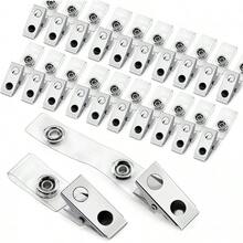 Easytle 30 Pcs Metal Badge Clips With PVC Straps ID Strap Clip Double Holes Badge Holder Clips ID Clip Badges, Work Badges - 30 Pcs - View 10