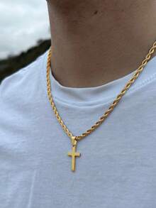 Dây chuyền thánh giá nam, mặt dây chuyền thánh giá bằng bạc/vàng, chống thấm nước và phai màu, phụ kiện thời trang, thích hợp làm quà tặng cho gia đình, cha, anh trai và bạn bè, món quà Giáng sinh tuyệt vời. - vòng cổ - Xem 11