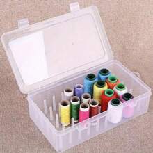 Organizador de carrete de hilo de costura WTMORE de 42 carretes - Caja de almacenamiento de plástico transparente y resistente para carretes de hilo gruesos y delgados, estante DIY para suministros de costura con divisores ajustables, organizador de accesorios de costura, accesorios de máquina de coser, almacenamiento de suministros de costura - Multicolor - Ver 2