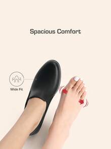 Women's Chunky Low Block Heel Pumps Comfort Oxfords Shoes Casual Loafers - 黑色 - 查看 4