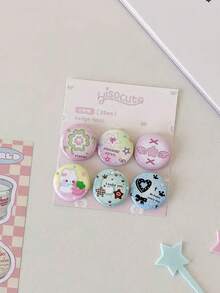 6 件迷你复古风格胸针徽章套装，适用于日记装饰办公室配件衬衫夹克珠宝万圣节衣服别针趣味可爱教师礼物 - 彩色 - 查看 10