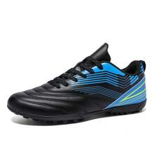 1 双男式足球鞋，防滑耐用，皮革鞋面，多色鞋钉设计，橡胶外底，适合泥泞、短草地的专业比赛鞋 - 255黑色 - 查看 6