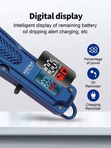 HIENA 2 件/套男士理发套装，配备 T9 刀片、LED 数字显示理发器和集成修剪工具套件，适合家庭使用（另有单个理发器选项） - 藍色 - 查看 6