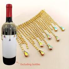 1pc Elegant Crystal Wine Bottle Hanging Decor, Wine Bottle Cap With Tassel, Wedding Engagement Tabletop Decoration, Metallic Luster Desk Decor With Teardrop & Bead Accents, Suitable For Christmas, Valentine's Day, Thanksgiving, New Year - Perfect For Home, Restaurant & Party Decoration - Luxury Gift Idea, Wine Decor, Celebration Accessory - Multicolor - View 14