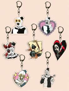 1/7 件卡通恐怖人物主题亚克力动漫钥匙扣 勃拉姆斯、Heelshire、Ghostface、Bagcharm 手机配件、汽车挂件、背包装饰、书包挂件、书包配件、送给朋友的礼物 - 彩色 - 查看 1