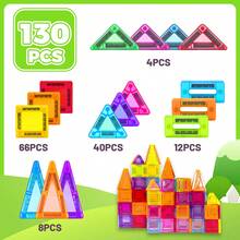 Bloques de construcción magnéticos de tamaño mini, juego de construcción magnética de 60/100/130 piezas, bloques magnéticos, juguetes de apilamiento 3D STEM, juguetes con imanes y juguetes de construcción con imanes para niños y niñas de 3+ años - Multicolor - Ver 12