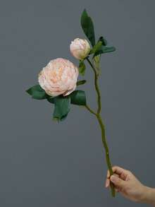 1pc Vintage Artificial 2-Head Peony Flower Decor, Faux Peony Flower Arrangement For Living Room, European Style Home Decoration, Photography Prop, Autumn - Multicolor - View 9