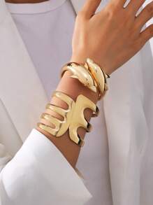 1 Set Chic Personalized Minimalist Punk Style Geometric Metal Open Bangle Bracelet For Women, Suitable For Street, Shopping, Daily Outfit, Party, Festival, Gift For Friends And Family