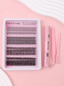 240/222 szt. puszystych, pojedynczych kępek rzęs o dużej pojemności, 10-14 mm, sztuczne rzęsy D Mix, zestaw do przedłużania rzęs DIY z klejem do rzęs, płyn do demakijażu, pęseta, do łatwej aplikacji i długotrwałego efektu w domu, zestaw do przedłużania rzęs, zestaw rzęs