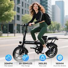WIND HORSE UPDATE 16" Folding Electric Bike With 2 Seats, Foldable E Bike 20MPH Max Speed, 35 Miles Max Range (Pedal-Assist), Peak Power By 630W, 3 Speed Gear Adults Electric Bicycle With 288Wh Removable Battery