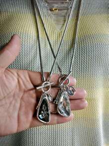 1 Stück asymmetrische Kristall elegante lange Pullover Kette Halskette