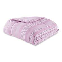 7-Piece Reversible Bed In A Bag Comforter Set With Sheets, Blue Floral, Queen - Purple Stripe - 查看 2