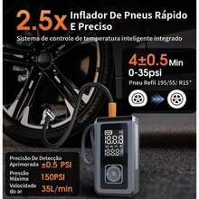 Compressor de Ar Digital Portátil / Calibrador Sem Fio com Visor LED - Sem fio - Visão 6