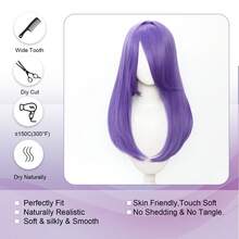 YEWELL 20英寸耐热合成纤维波波头假发，带刘海，粉色、蓝色、绿色、黑色、金色、白色可选，直发波波头假发，易于打理，耐热合成纤维假发，中分直发波波头假发，天然柔软纤维假发 - 彩色 - 查看 4