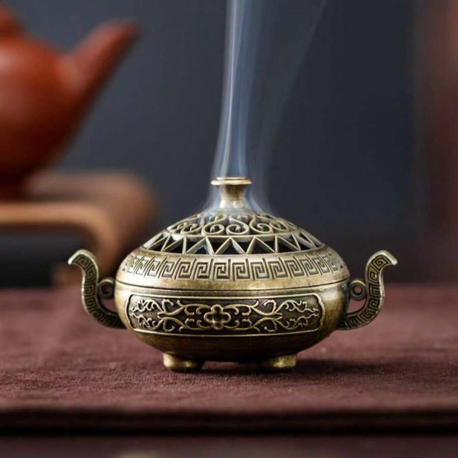 [Brass Aromatherapy] Brass Incense Burner In Nepali Style. Metal. Aromatherapy Holder For Yoga Meditation, Home Decor, Suitable For Holidays. Random Colors And Styles. - Multicolor - View 1