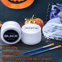 1set Black + White + Red Professional Face & Body Paint Kit With Brush, Large Capacity Makeup Palette For Theater, Halloween Party, Cosplay, Clown