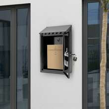 HOHOBLA LOYALHEARTDY-BTG Black Wall-Mount Mailbox, Key Lock Mail Boxes Outdoor Metal Security Key Drop Box With 2 Keys, 11.8in(H)*8.54in((L)*2.7in(W) - Black - View 10