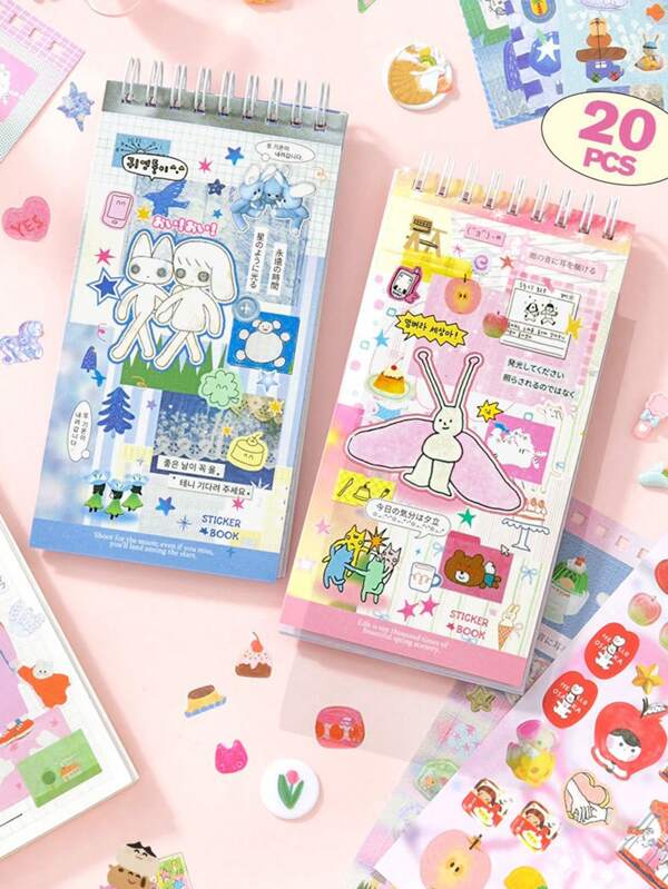 20pcs Scrapbook Stickers Cute Decals Fantasy Paper Stickers Book Different Patterns Decorative Material Aesthetic Stickers Multi-Element School Supplies For Cups Laptops Planners Journaling Supplies DIY Art Craft Planner Notebook Envelope Paper