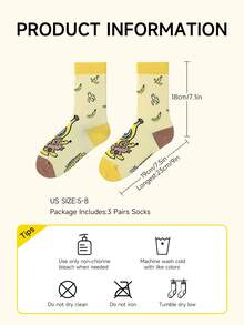 3 Pairs Colorful Socks For Women And Children Cute Cartoon Minions Character Print Cotton Boot Socks Crazy Cool Funny Unisex Socks,Size 5-8 - Multicolor 2 - View 4