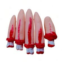 5 buc degete realiste sângeroase de groază tăiate, degete false rupte realiste de Halloween, potrivite pentru Halloween, casă bântuită, teatru, decorare magică pentru petrecere, cosplay, recuzită de decorare pentru petrecere cu parte a corpului ruptă de Halloween