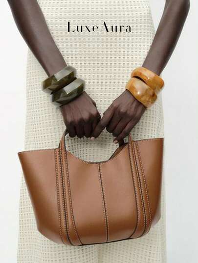 New Casual Daily Style Women's Tote Bag With Stitching Decor, Fashionable Shoulder Handbag For Shopping, Travel And Daily Wear, Bags For Ladies Fashionable