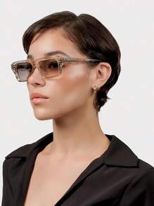 SeeBand Gafas de moda con montura cuadrada rectangular para hombres y mujeres, gafas de diseñador con estilo retro de los 90