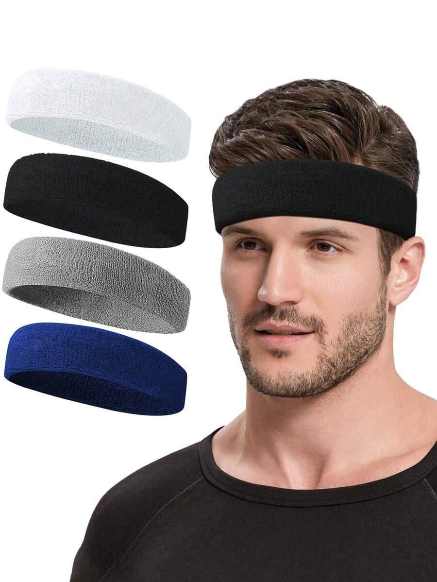 3件套吸汗运动头带，男女通用，适合网球、篮球、跑步、健身等运动 - 吸汗带 [聚酯纤维]
