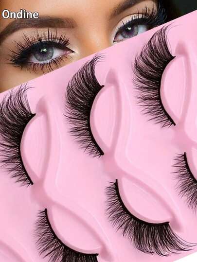 أندين 5 أزواج من رموش العين القطة الطويلة - هدية عيد الميلاد، خفيفة، طويلة، سميكة وجريئة رموش مستعارة لإطلالة ساحرة - رموش شريطية قابلة لإعادة الاستخدام لمكياج عيون فاخر، هدية عيد الأم، رموش شريطية، رموش، رموش مستعارة
