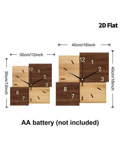 2D Flat, 1pc Creative Log Art ative Wand Clock, Super Silent Quartz Movement, No Ticking Sound, Klok Living Room, Bedroom, Office, Kitchen Cafe, Perfect Home ations Room view 3