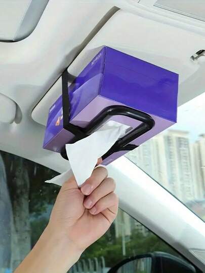 Black ABS Car Tissue Box Holder, Hanging Car Tissue Box, Car Tissue Paper Clip, Tissue Box Frame, Car Sun Visor Tissue Paper Rack