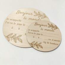 1 pièce Panneau de bienvenue en bois, design sculpté "Bonjour Le Monde", bois naturel, convient aux nouveaux parents et aux adolescents, cadeau pour les futures mères