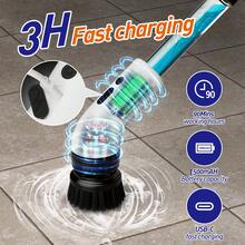 IAGREEA 2026 Electric Spin Scrubber, An Electric Cleaning Brush That Is And Features A Rotating Design. It Can Use Cleaning Solutions And Comes With 9/7/5 Interchangeable Brush Heads, 1500mAH, Offering 2 Adjustable Speeds. This Versatile Scrubber Is Suitable For Bathrooms, Kitchens, Bathtubs, Tiles, Sinks, Walls, Windows, And Cars. - Black and White - View 3