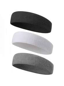 3件套吸汗运动头带，男女通用，适合网球、篮球、跑步、健身等运动 - 吸汗带 [聚酯纤维]