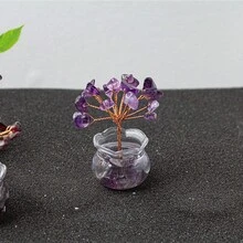 1 件手工编织迷你水晶树装饰、家居/汽车装饰、桌面装饰、送给朋友和家人的礼物 - 粉色 - 查看 6