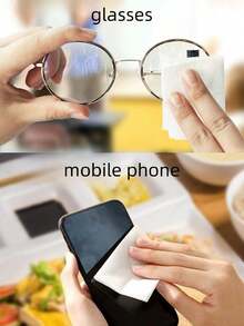 100片装镜头清洁湿巾，手机屏幕/玻璃镜面屏幕清洁湿巾，适用于快速擦干眼镜、屏幕，独立包装，玻璃清洁纸，便携式玻璃清洁纸，适用于旅行、户外、运动、办公、学校等各种场合。